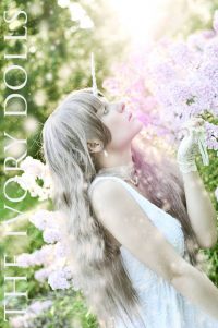 Lady Lace Gloves, Pearly Dreams Choker, and Grace Dress by The Ivory Dolls. Unicorn head piece by Firefly Path. Modelled by Fuchsfee. Photography by Akapico.