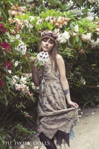 Midsummer Faery Dress in Grey by The Ivory Dolls. Flower Crown by Under The Ivy. Modelled by Jess Louise. Makeup by Victoria Thomas. Photography by DanniellaJaine.