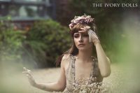 Midsummer Faery Dress in grey colourway and Midsummer Faery Gloves in grey colourway by The Ivory Dolls. Flower Crown by Under The Ivy. Modelled by Jess Louise. Makeup by Victoria Thomas. Photography by DanniellaJaine.