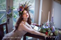 Key to My Heart Choker and Lady Lace Gloves by The Ivory Dolls. Dress by RawRags. Modelled by Aleksandra Girskaya. Floristry by Jasper+Quinn. Hair by Honeystone Hair. Makeup by Elouise Abbott. Photography by DannielleJaine.