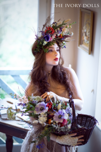 Key to My Heart Choker and Lady Lace Gloves by The Ivory Dolls. Dress by RawRags. Modelled by Aleksandra Girskaya. Floristry by Jasper+Quinn. Hair by Honeystone Hair. Makeup by Elouise Abbott. Photography by DannielleJaine.