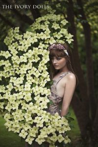 Midsummer Faery Dress in Grey by The Ivory Dolls. Flower Crown by Under The Ivy. Modelled by Jess Louise. Makeup by Victoria Thomas. Photography by DanniellaJaine.